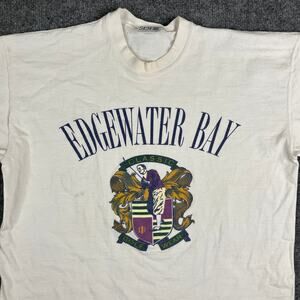 SDI T-Shirt Mens Size L White Edgewater Bay Classic Golf Crest Graphic Tee